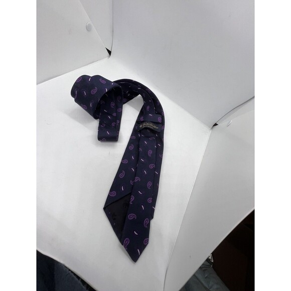 Vintage Mens Brooks Brothers Makers & Merchants Navy Italy Woven Silk Paisley - Picture 7 of 10